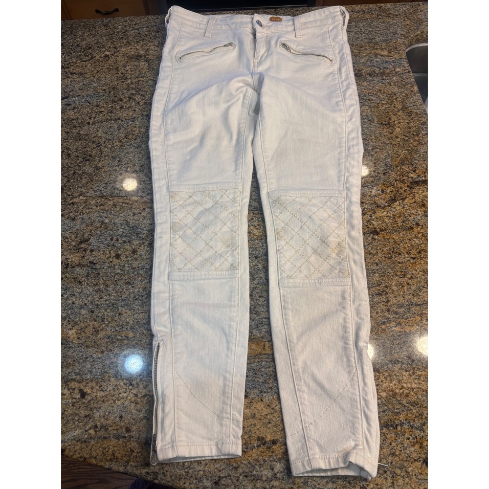 Pilcro and the Letterpress Jegging Ankle Cream Quilted‎ Moto Zip Size 29